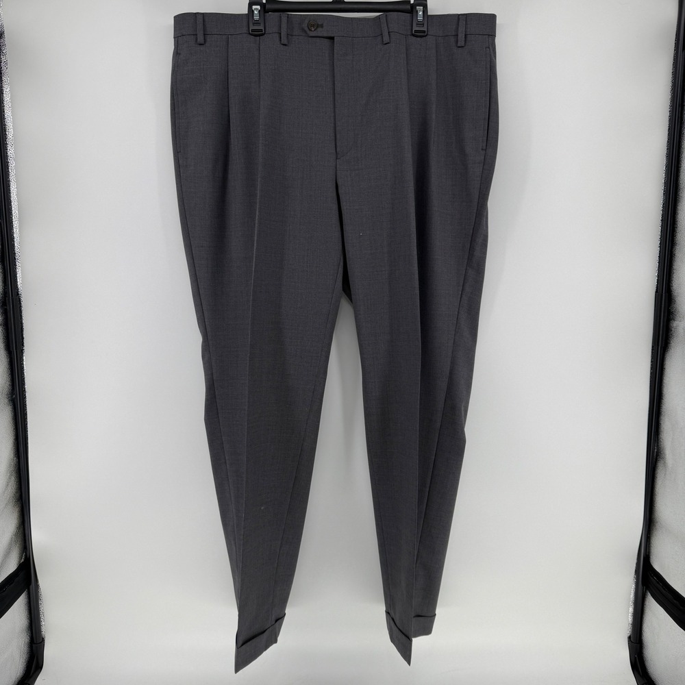 Lauren Ralph Lauren Total Comfort Mens 44W 32L Gray Pleated Cuffed Dress Pants